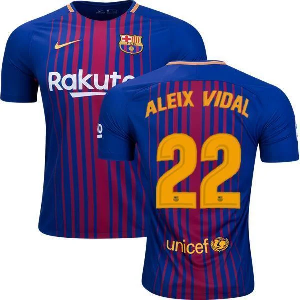 Men 22 Aleix Vidal Jersey Soccer Barcelona Jersey 2018 La Liga