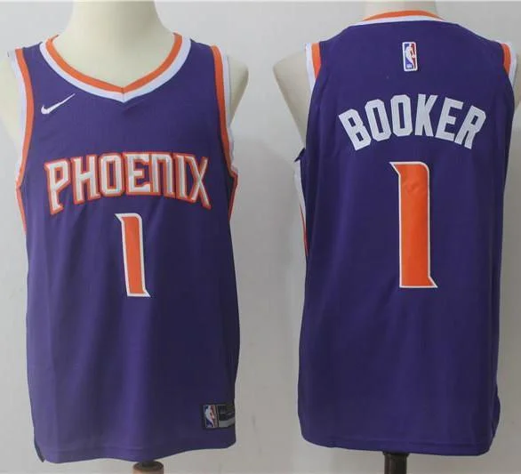 Men 1 Devin Booker Jersey Purple Phoenix Suns City Edition Jersey Authentic Player