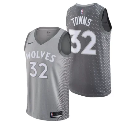 Men 32 Karl-Anthony Towns City Jersey Gray Minnesota Timberwolves Fans