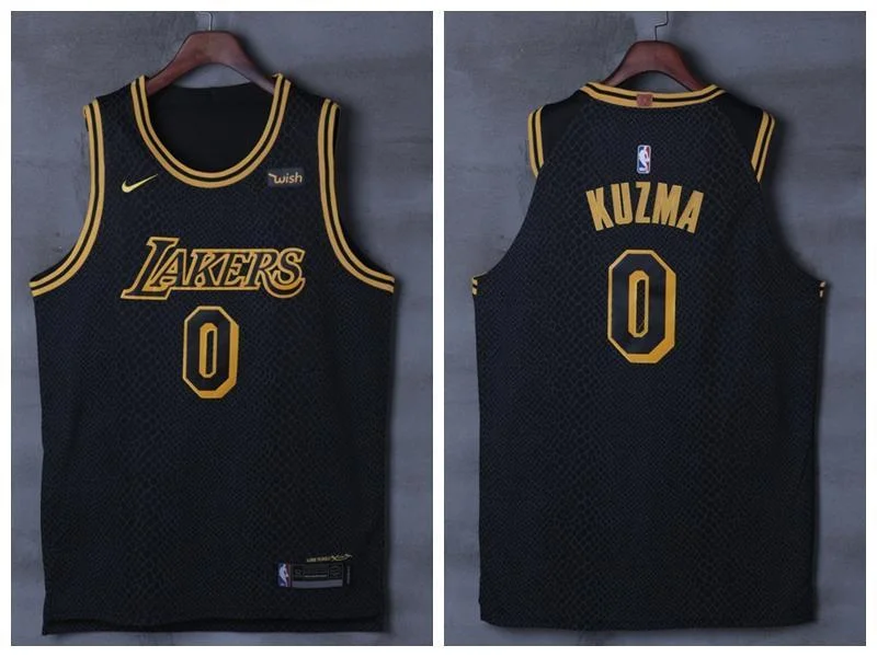 Men 0 Kyle Kuzma Jersey City Edition Black Los Angeles Lakers Authentic Player