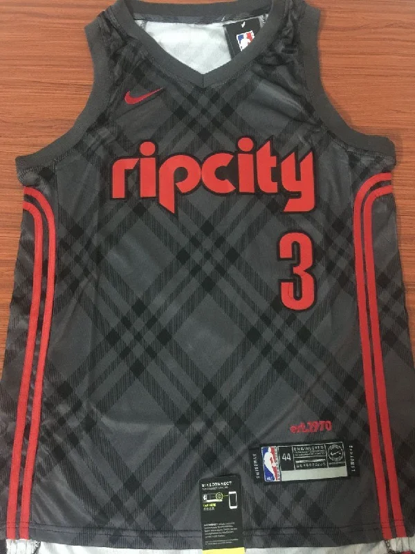 Men 3 C.J. McCollum City Jersey Black Portland Trail Blazers Swingman Jersey