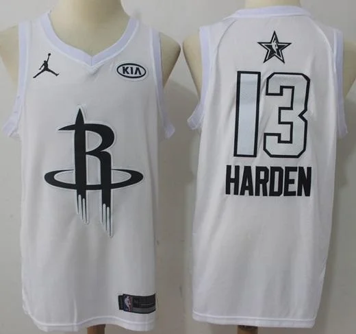 Men 2018 All Star 13 James Harden Jersey White Houston Rockets