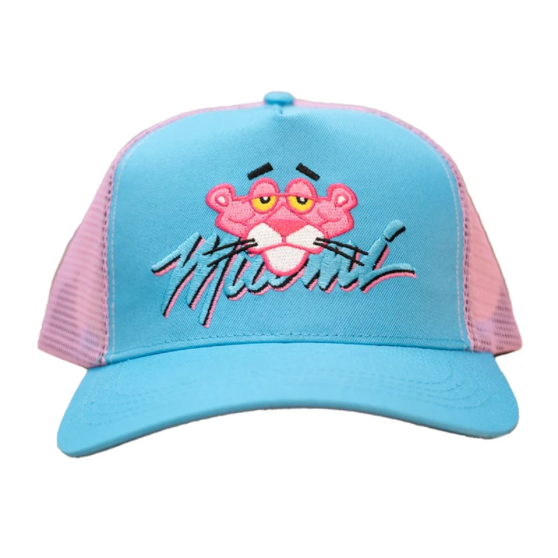 PINK/BLUE PANTHER TRUCKER HAT