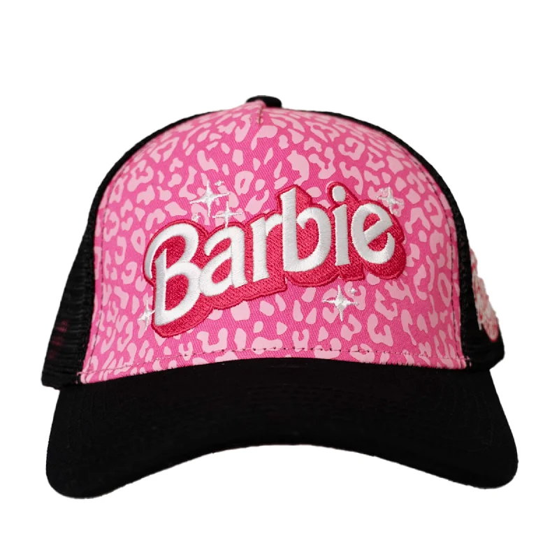 BARBIE CHEETAH PRINT TRUCKER HAT (PINK/BLACK)