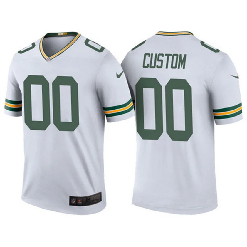 Custom Green Bay Packers White Custom Color Rush Legend Limited Jersey Stitched American Football Jerseys