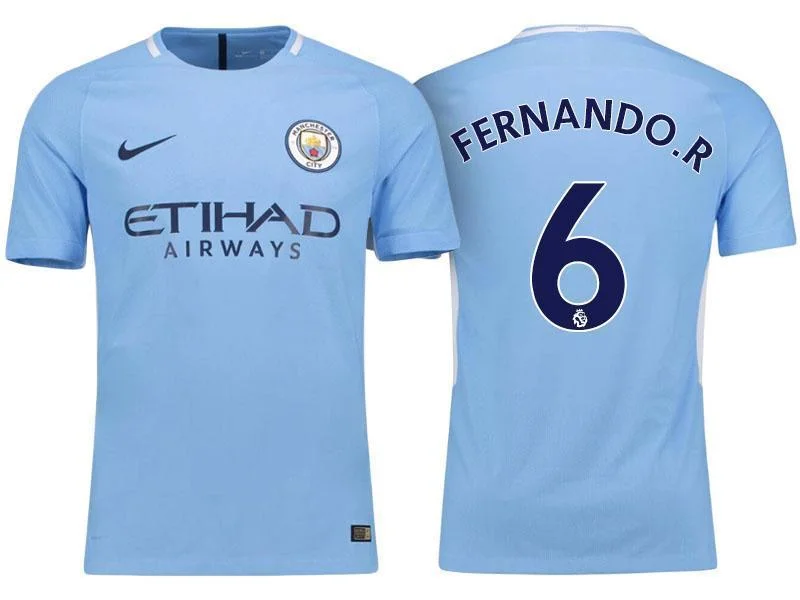 Men 6 Fernando Reges Jersey Home Soccer Manchester City Jersey 2018 Premier League