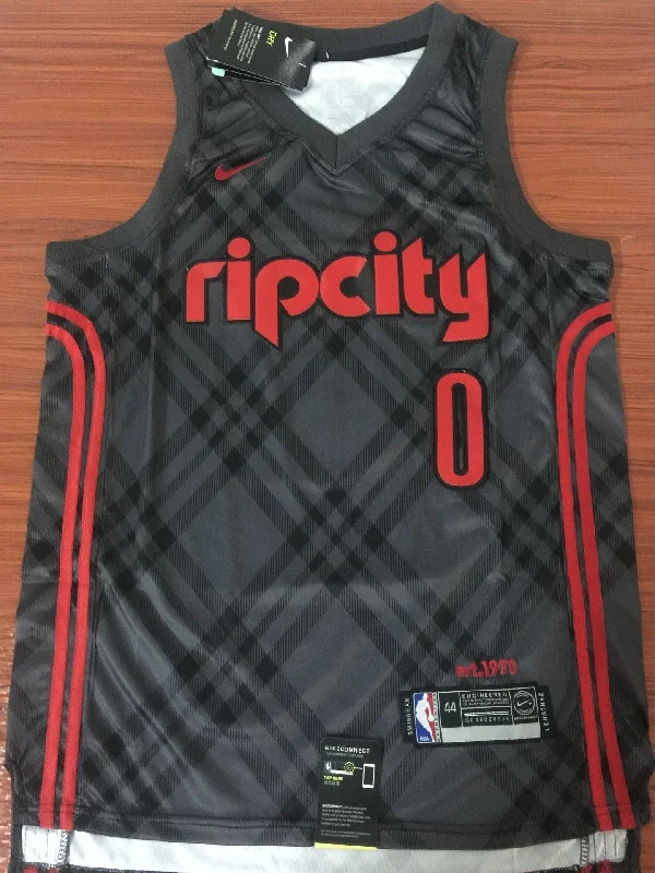 Men 0 Damian Lillard Jersey Rip City Black Portland Trail Blazers Fanatics