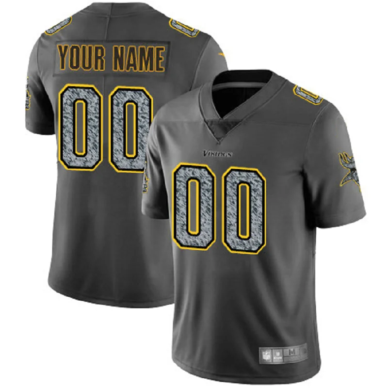 Custom Minnesota Vikings Gray Static Vapor Untouchable Limited Jersey Stitched Jerseys Football Jerseys