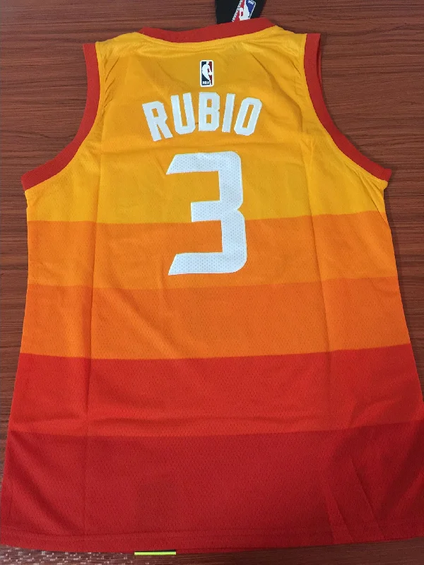 Men 3 Rubio Jazz Jersey City edition Yellow Orange Utah Jazz Jersey Fanatics