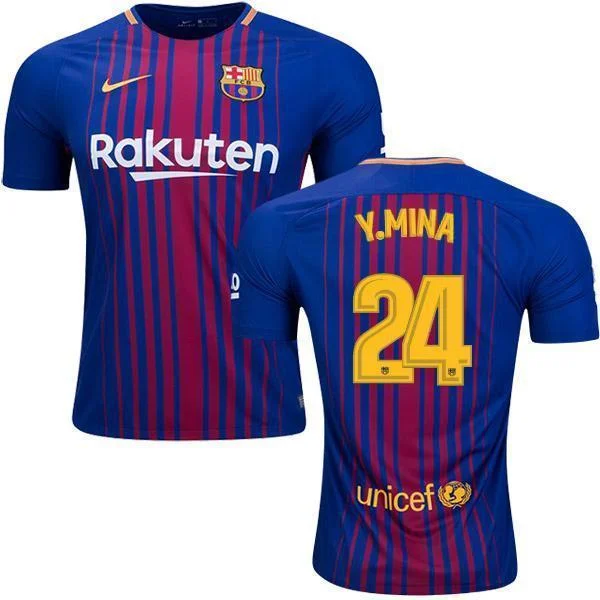 Men 24 Yerry Mina Jersey Soccer Barcelona Jersey 2018 La Liga