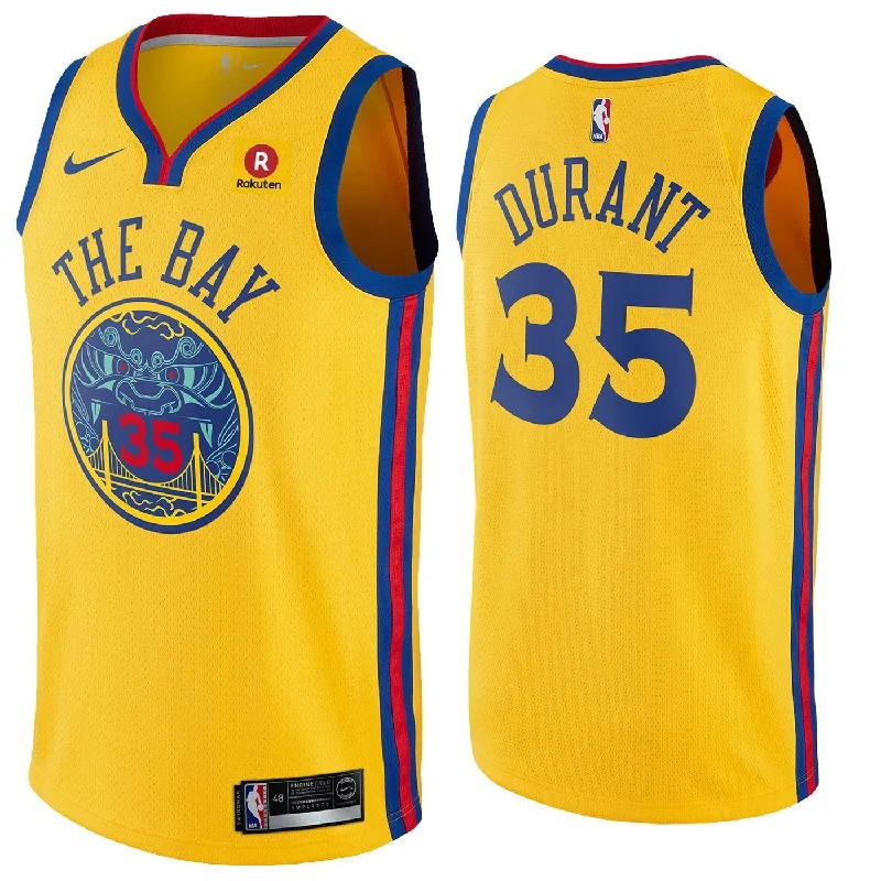 Men 35 Kevin Durant Jersey Yellow The Bay Golden State Warriors City Edition