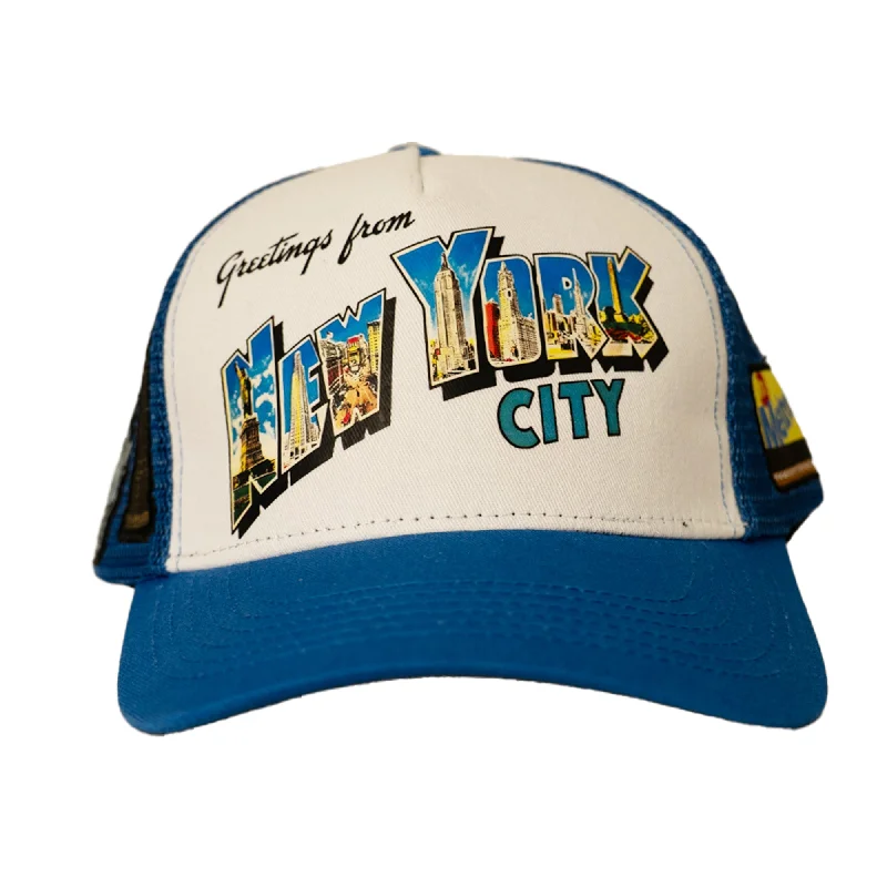 NEW YORK GREETINGS TRUCKER HAT (BLUE)