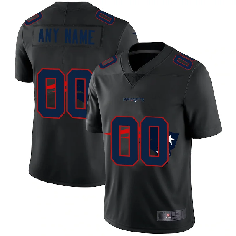 Custom New England Patriots Team Logo Dual Overlap Limited Jersey Black Stitched American Football Jerseys