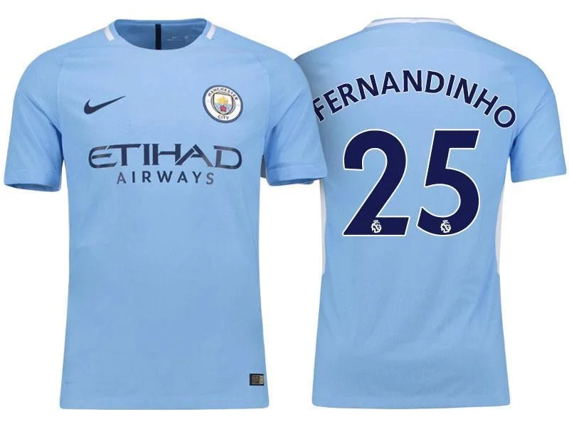 Men 25 Fernandinho Jersey Home Soccer Manchester City Jersey Premier League