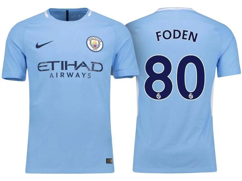 Men 80 Phil Foden Jersey Home Soccer Manchester City Jersey 2018 Premier League