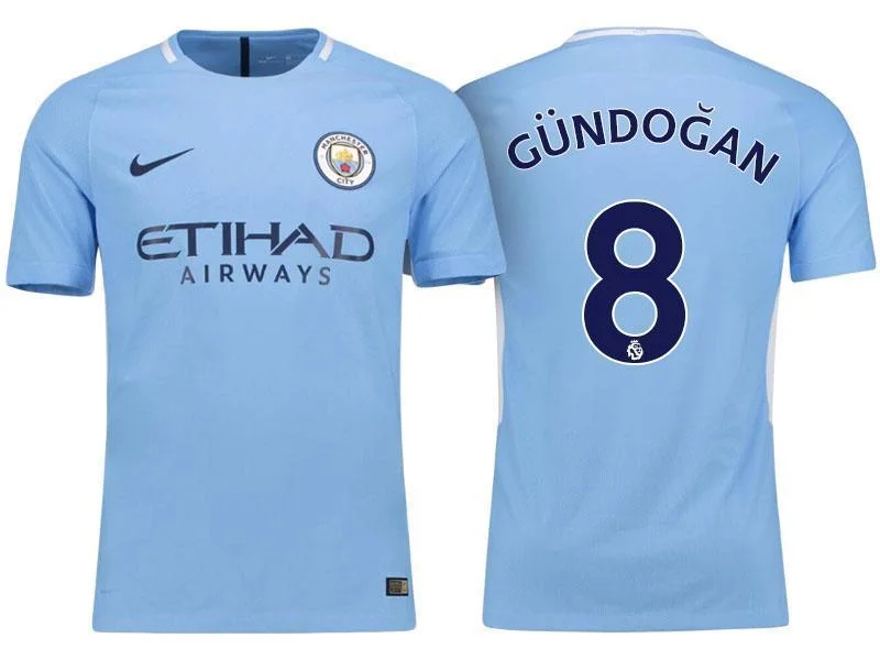 Men 8 Ilkay Gundogan Jersey Home Soccer Manchester City Jersey 2018 Premier League