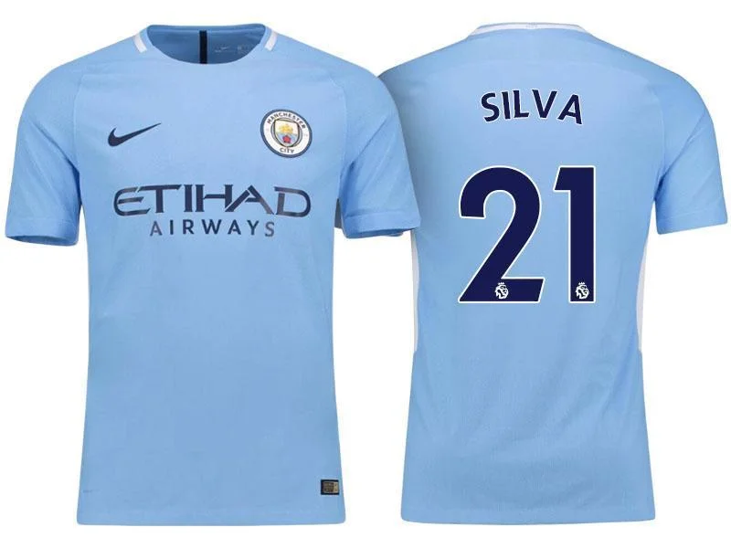 Men 21 David Silva Jersey Home Soccer Manchester City Jersey Premier League