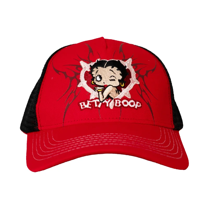 BETTY BOOP TRIBAL TRUCKER HAT (RED/PINK)