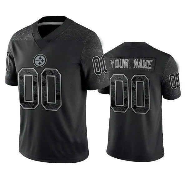 Custom Pittsburgh Steelers Active Player  Reflective Limited Stitched Jersey Black Football Jerseys