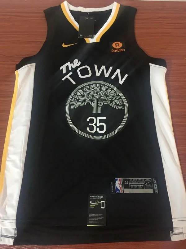 Men 35 Kevin Durant the Town Jersey Black Golden State Warriors Fans