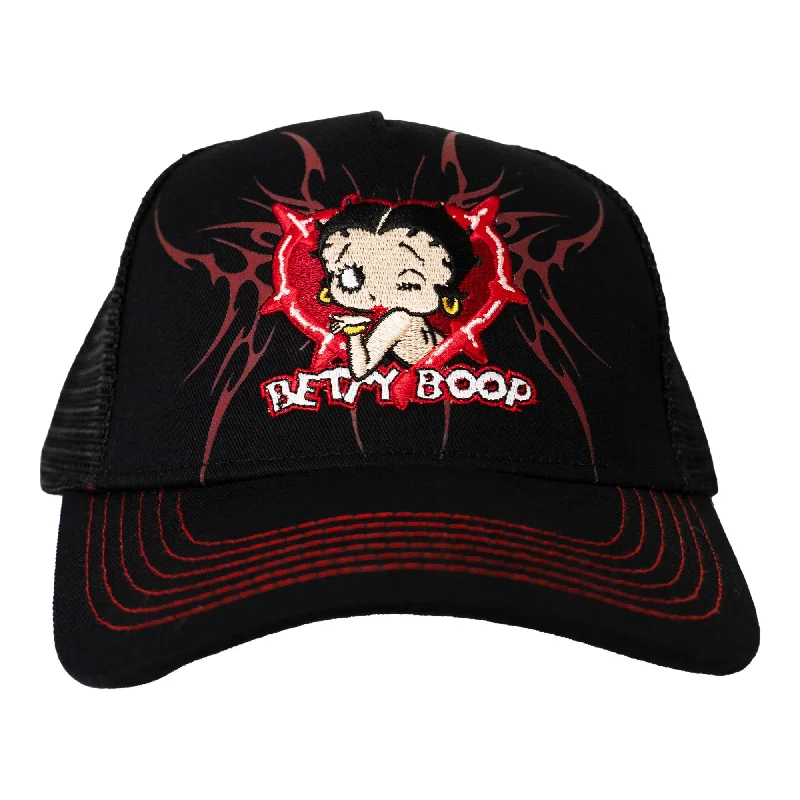 BETTY BOOP TRIBAL TRUCKER HAT (BLACK/RED)