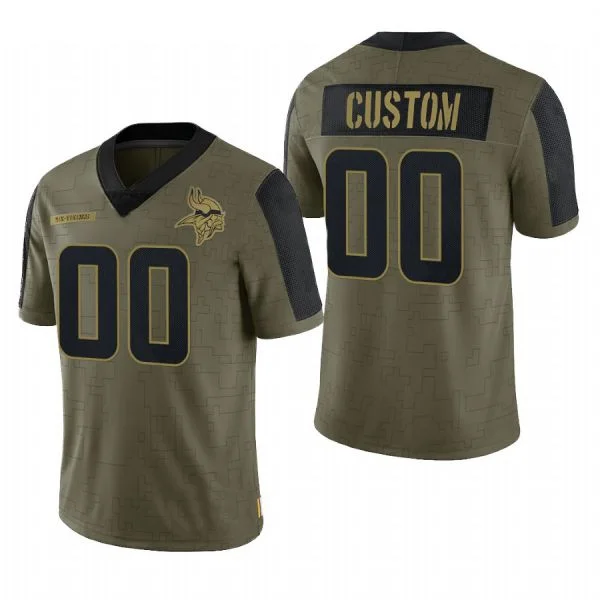 Custom Minnesota Vikings Olive 2021 Salute To Service Limited Football Jerseys