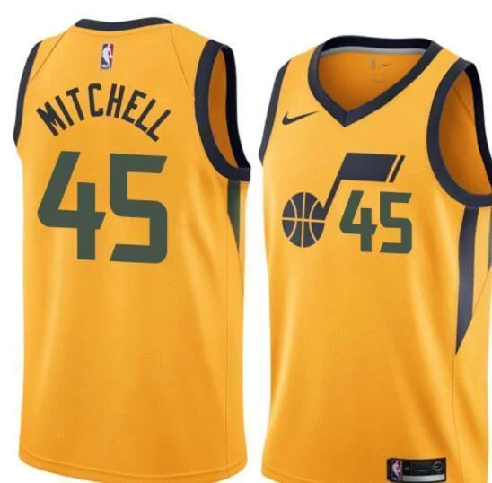 Men 45 Donovan Mitchell Jersey Yellow Utah Jazz Swingman Fanatics