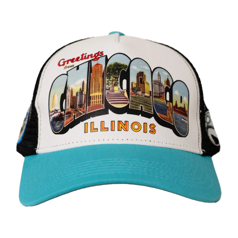 CHICAGO GREETINGS TRUCKER HAT (LIGHT BLUE)