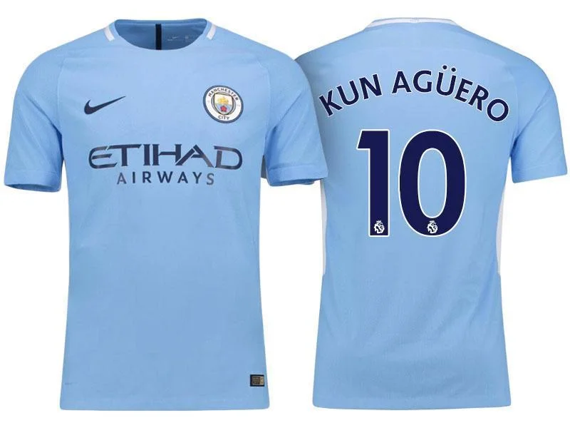 Men 10 Sergio Aguero Jersey Home Soccer Manchester City Jersey Premier League