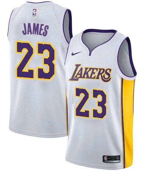 Men 23 Lebron James Jersey White Los Angeles Lakers Swingman Jersey