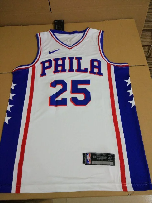 Men 25 Ben Simmons 76ers Jersey White Philadelphia 76ers Jersey Swingman