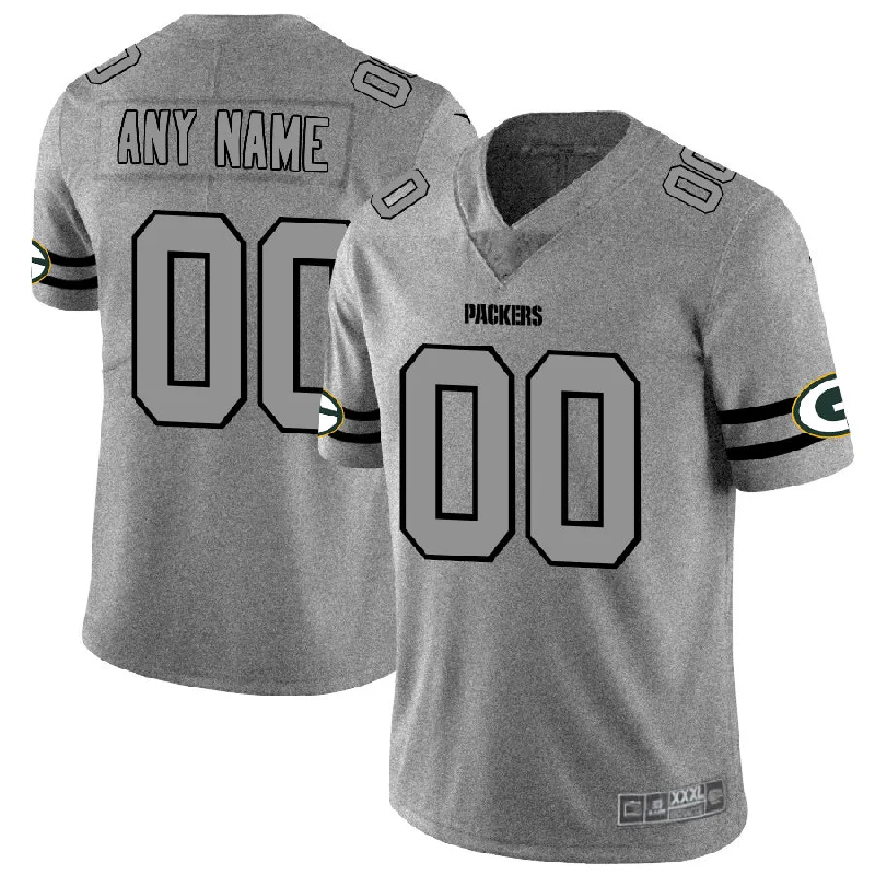 Custom Green Bay Packers 2019 Gray Gridiron Gray Vapor Untouchable Limited Jersey Stitched American Football Jerseys