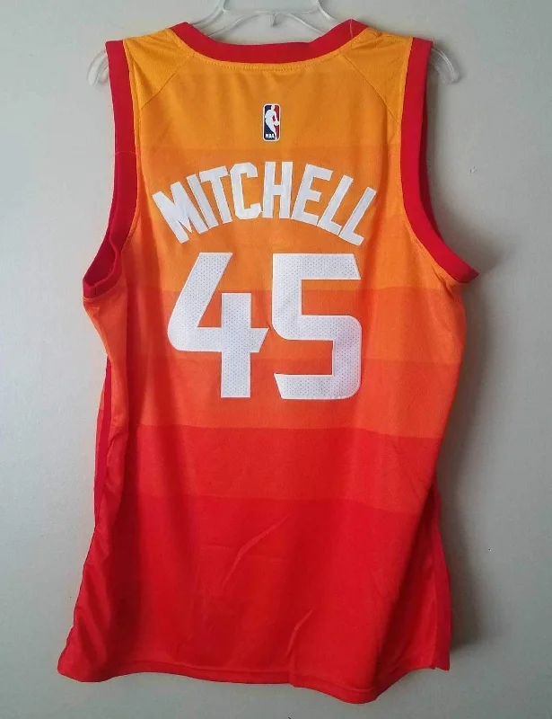 Men 45 Donovan Mitchell Jersey City edition Yellow Orange Utah Jazz