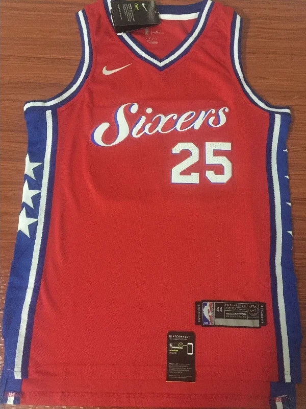 Men 25 Ben Simmons 76ers Jersey Red City Edition Philadelphia 76ers Jersey