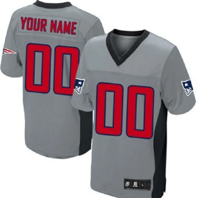 Custom New England Patriots Gray Shadow Elite Jersey Stitched American Football Jerseys