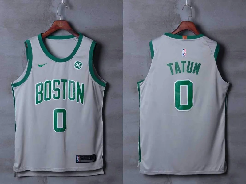 Men 0 Jayson Tatum Jersey City Edition Gray Boston Celtics Jersey Player