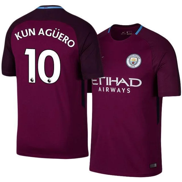 Men 10 Sergio Aguero Jersey Away Soccer Manchester City Jersey Premier League