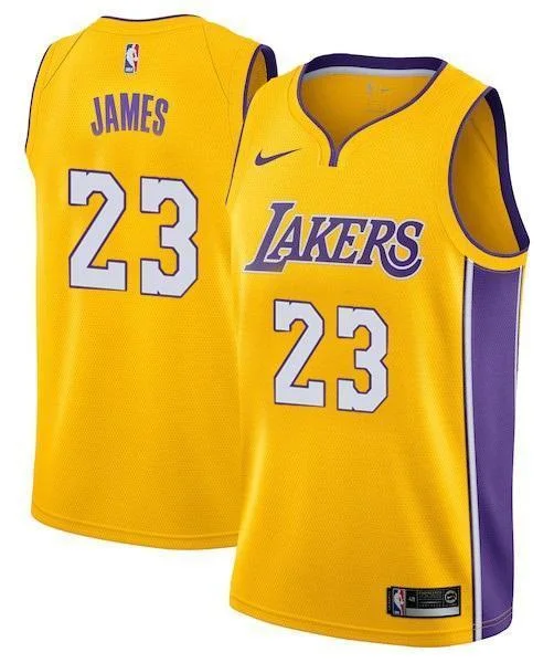 Men 23 Lebron James Jersey Yellow Los Angeles Lakers Swingman Jersey