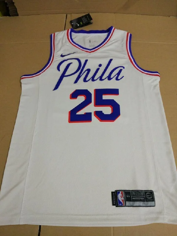 Men 25 Ben Simmons Jersey White Philadelphia 76ers Jersey Special