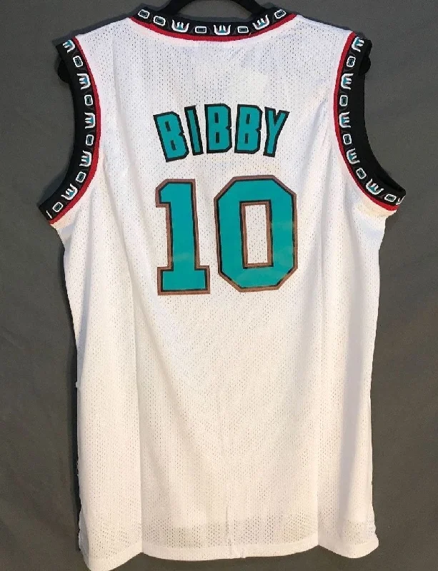 Men 10 Mike Bibby Jersey White Vancouver Grizzlies Jersey Swingman