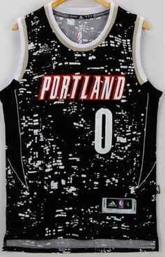 Men 0 Damian Lillard Jersey City Black Portland Trail Blazers Swingman