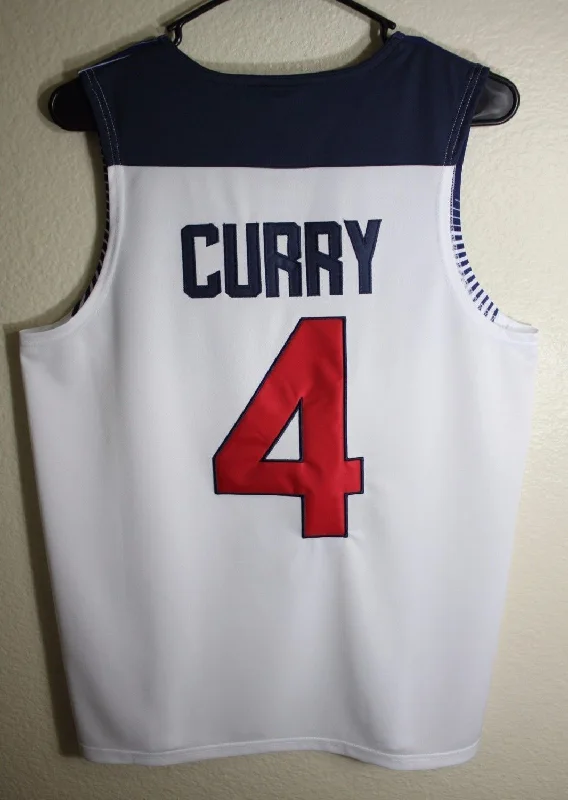 Men 4 Stephen Curry Jersey White USA Dream Team Swingman Jersey