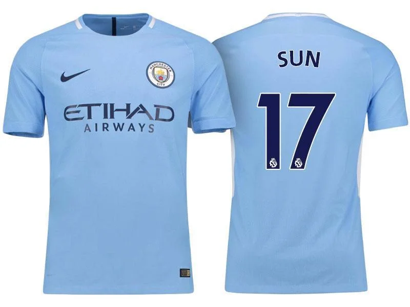 Men 17 Sun Jihai Jersey Home Soccer Manchester City Jersey Premier League