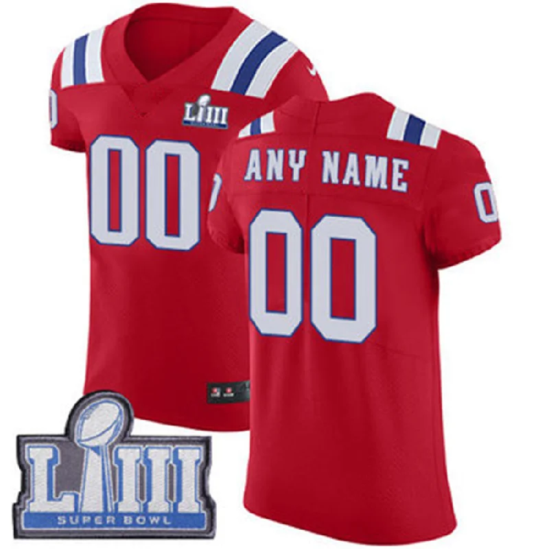 Custom New England Patriots Vapor Untouchable Super Bowl LIII Bound Elite Red Alternate Jersey Stitched American Football Jerseys