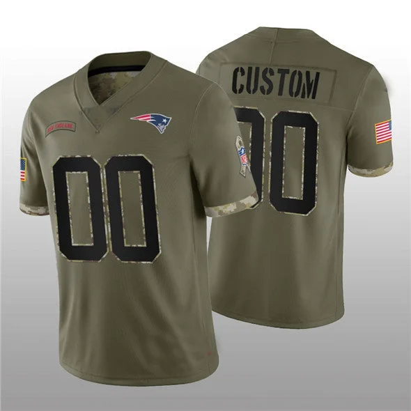 Custom New England Patriots ACTIVE PLAYER 2022 Olive Salute To Service Limited Stitched Jersey  American Football Jerseys