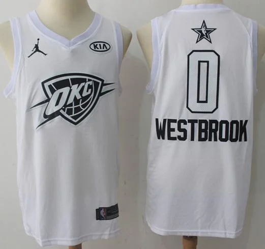 Men 2018 All Star 0 Russell Westbrook Jersey White OKC City Thunder