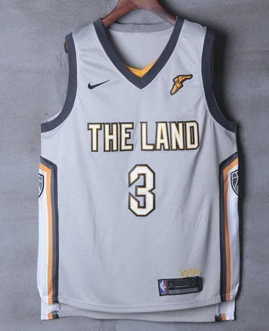 Men 3 Isaiah Thomas Jersey the Land Gray Cleveland Cavaliers Jersey City Edition