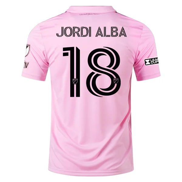 adidas Inter Miami Jordi Alba Home Jersey 23/24 w/ MLS + Leagues Cup Patch + Match Details (True Pink/Black)