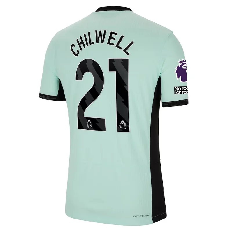 Nike Chelsea Authentic Ben Chilwell Match Vaporknit Third Jersey w/ EPL + No Room For Racism Patches 23/24 (Mint Foam/Black)