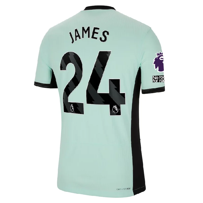 Nike Chelsea Authentic Reece James Match Vaporknit Third Jersey w/ EPL + No Room For Racism Patches 23/24 (Mint Foam/Black)